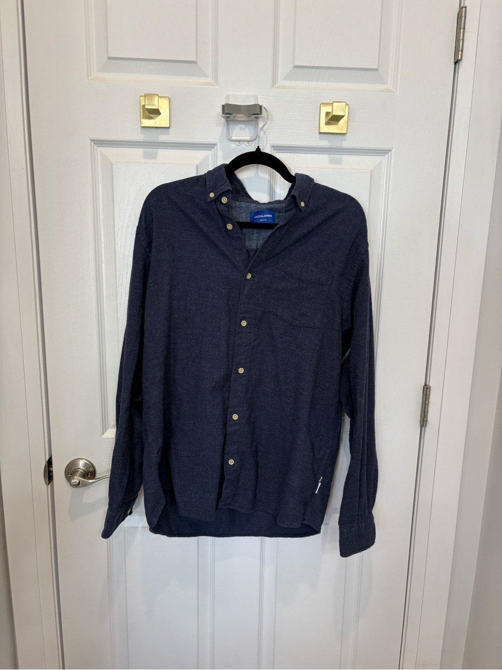 Jack Jones Navy Button-Down Shirt - Casual Men's Shirt #1424